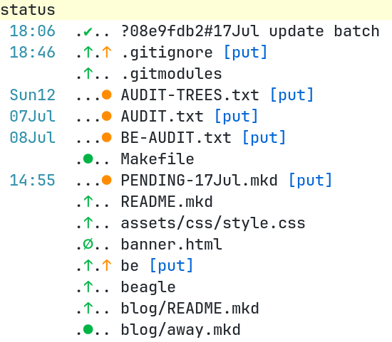 be status output